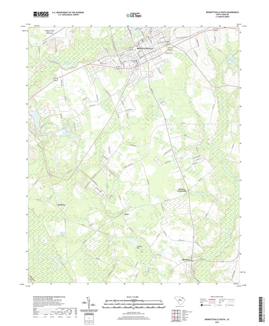 Bennettsville South South Carolina US Topo Map Image