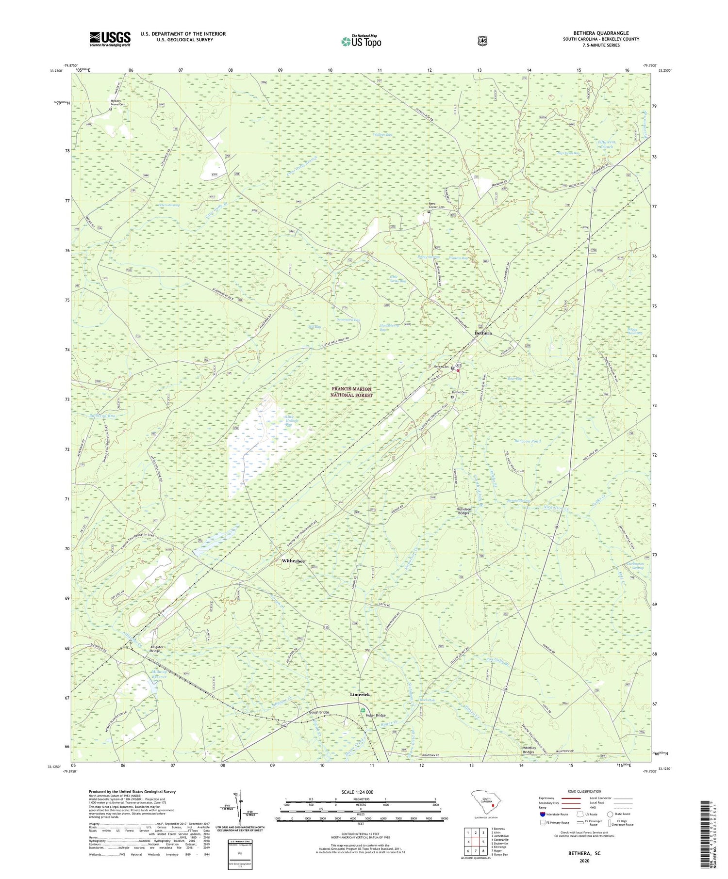 Bethera South Carolina US Topo Map Image