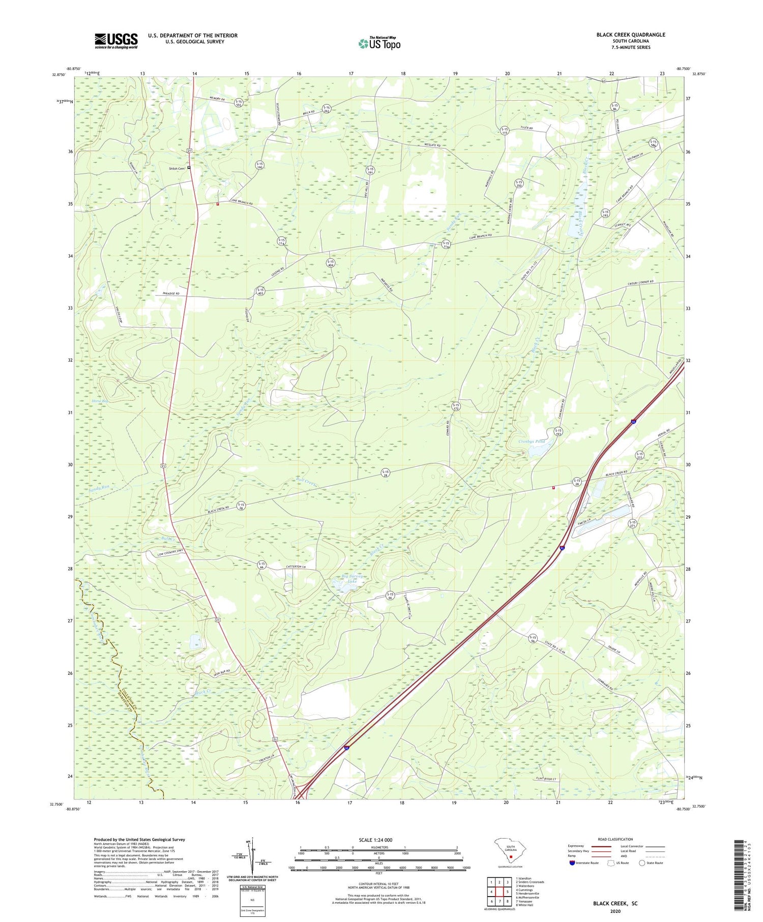 Black Creek South Carolina US Topo Map Image