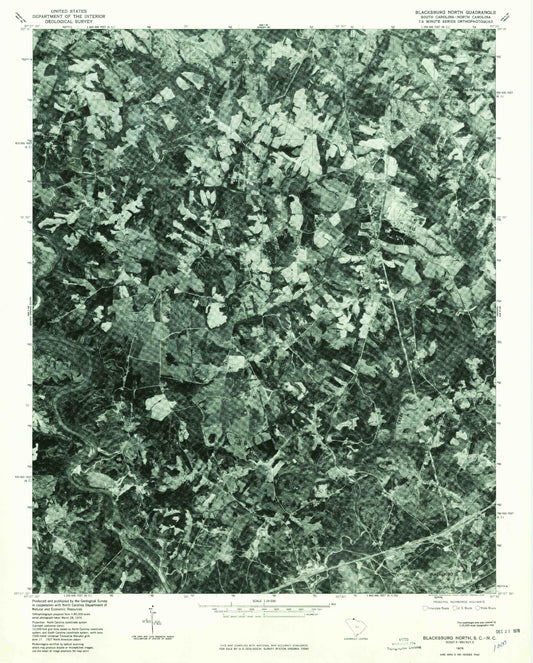 Classic USGS Blacksburg North South Carolina 7.5'x7.5' Topo Map Image