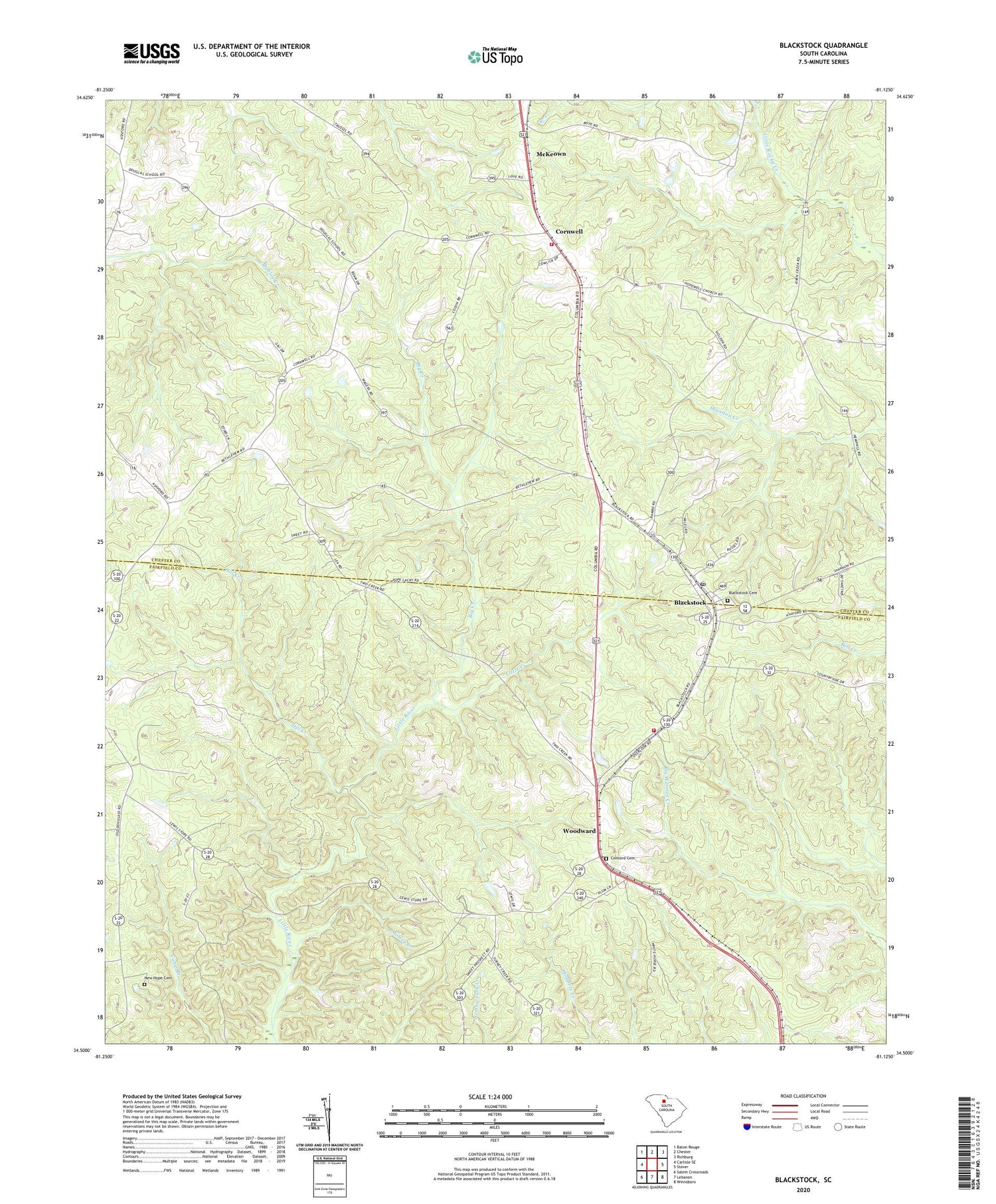 Blackstock South Carolina US Topo Map Image