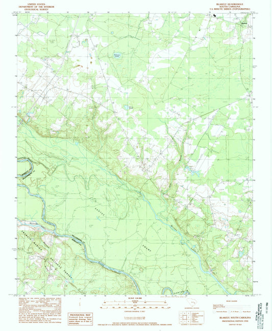 Classic USGS Blakely South Carolina 7.5'x7.5' Topo Map Image