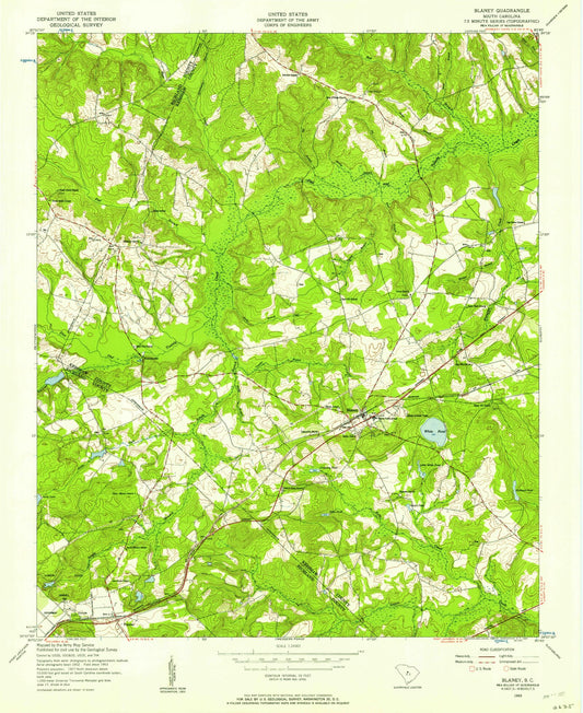 Classic USGS Elgin South Carolina 7.5'x7.5' Topo Map Image