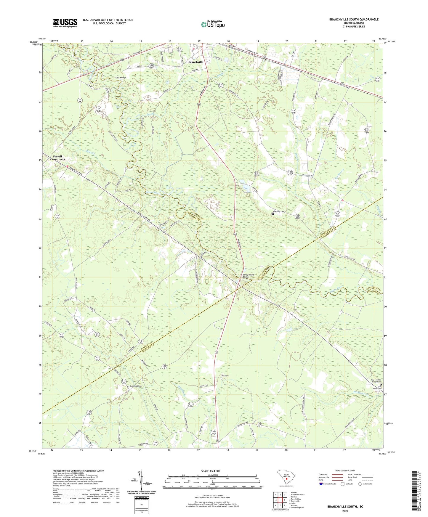 Branchville South South Carolina US Topo Map Image