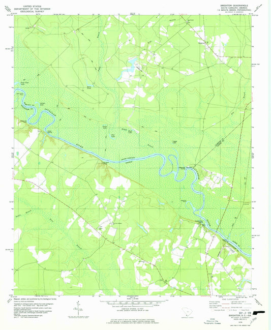 Classic USGS Brighton South Carolina 7.5'x7.5' Topo Map Image