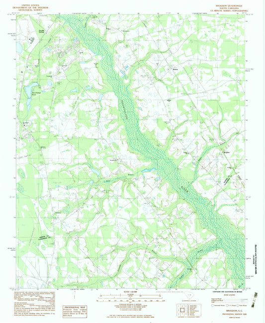 Classic USGS Brogdon South Carolina 7.5'x7.5' Topo Map Image