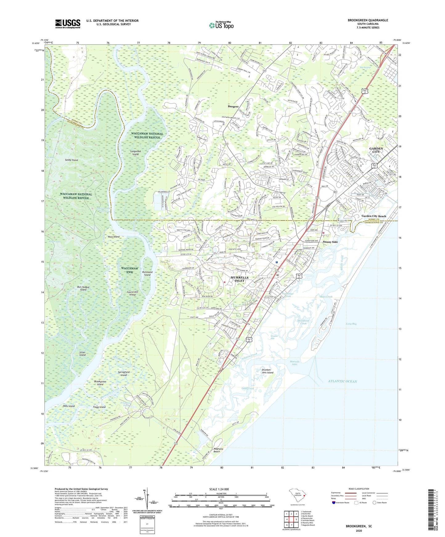 Brookgreen South Carolina US Topo Map Image