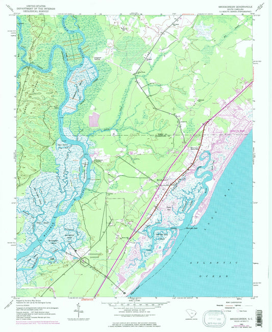 Classic USGS Brookgreen South Carolina 7.5'x7.5' Topo Map Image