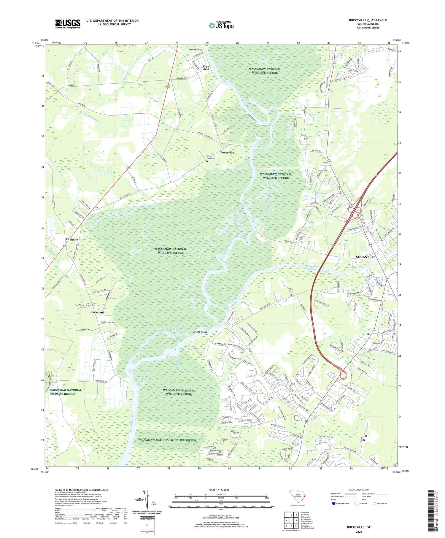 Bucksville South Carolina US Topo Map Image