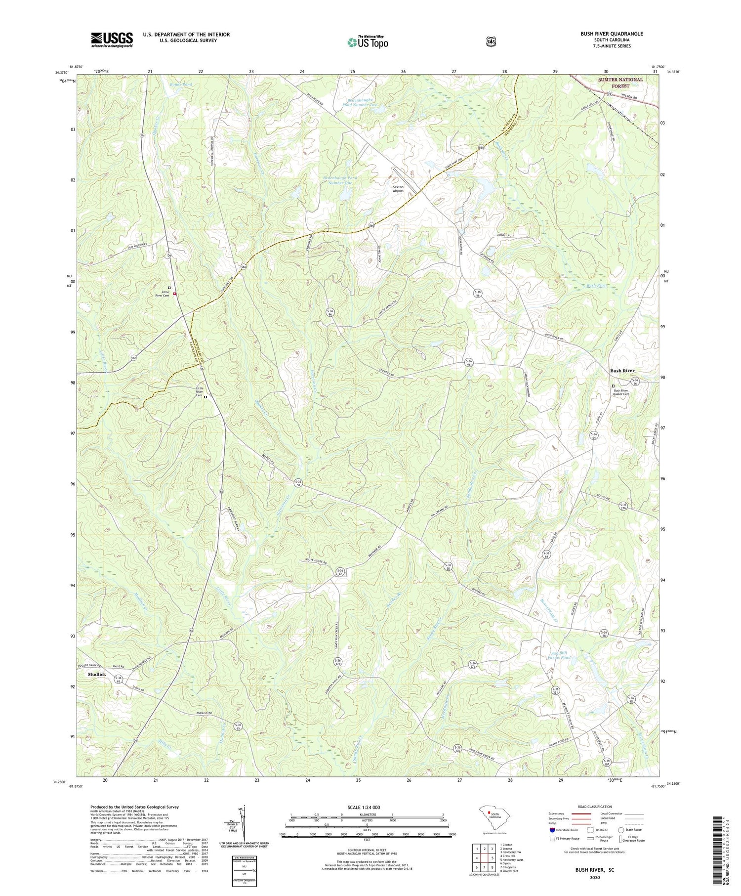 Bush River South Carolina US Topo Map Image