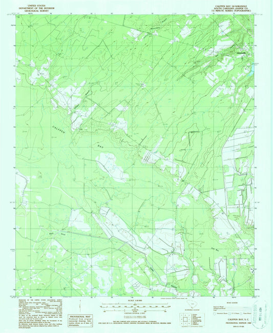 Classic USGS Calfpen Bay South Carolina 7.5'x7.5' Topo Map Image