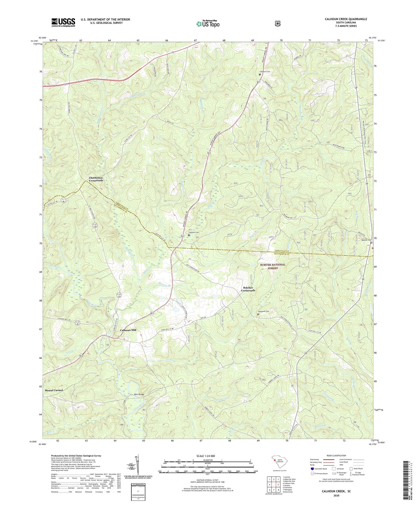 Calhoun Creek South Carolina US Topo Map Image