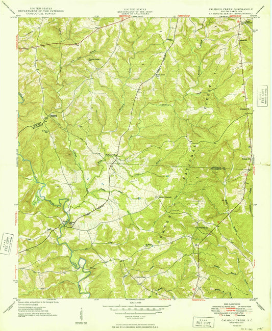 Classic USGS Calhoun Creek South Carolina 7.5'x7.5' Topo Map Image