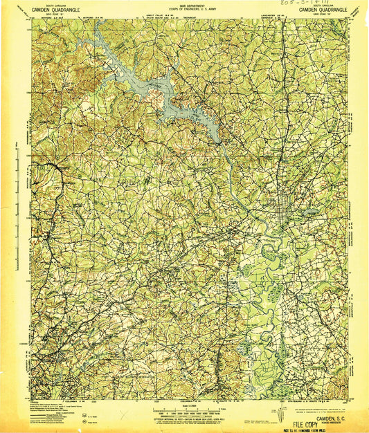 Historic 1942 Camden South Carolina 30'x30' Topo Map Image
