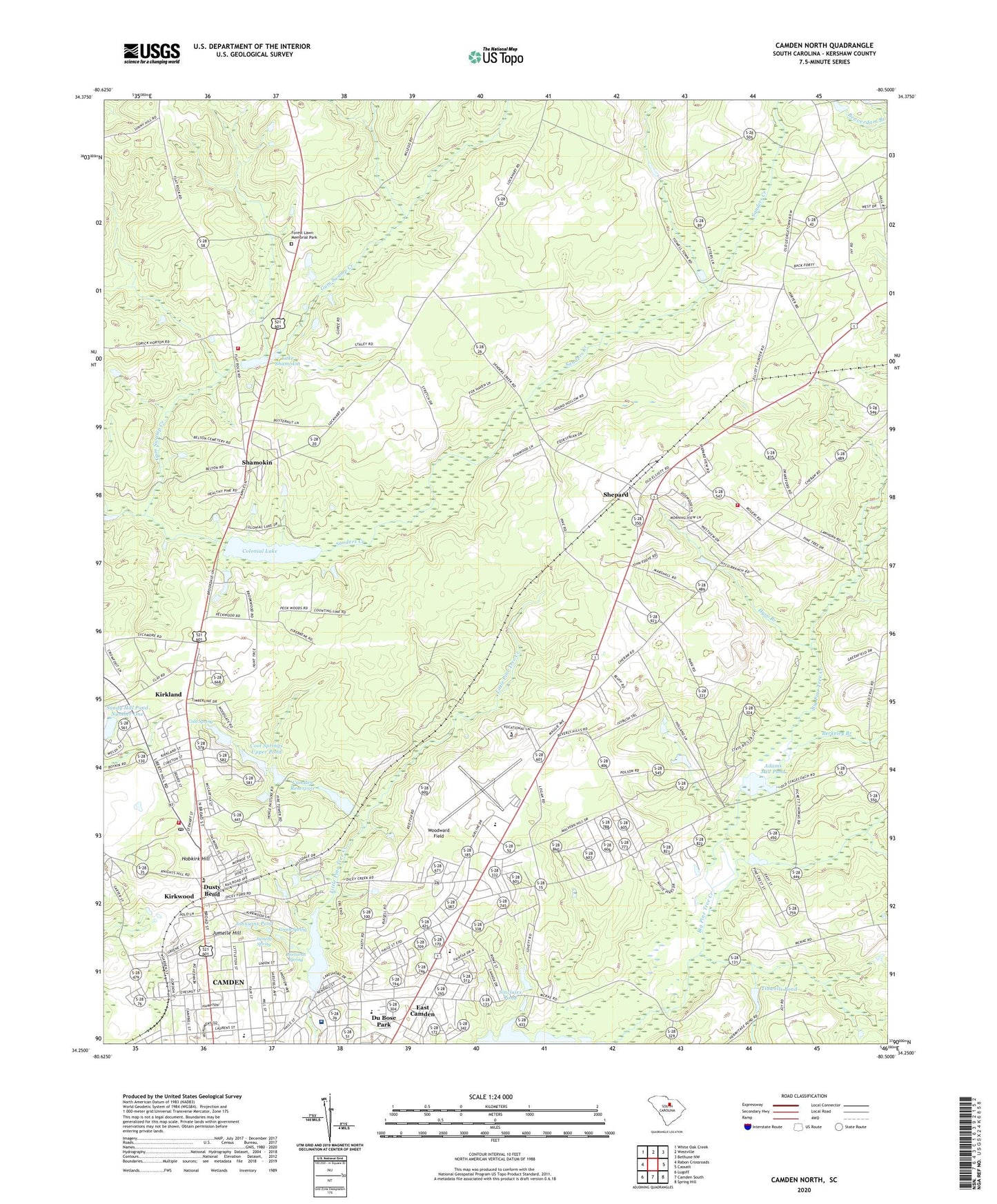 Camden North South Carolina US Topo Map Image