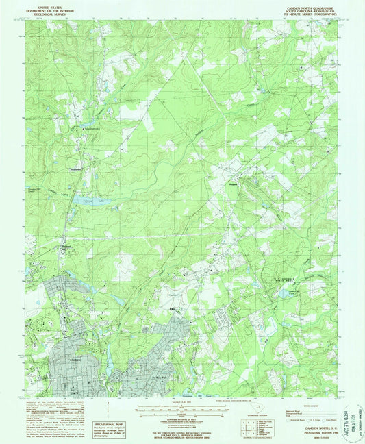 Classic USGS Camden North South Carolina 7.5'x7.5' Topo Map Image