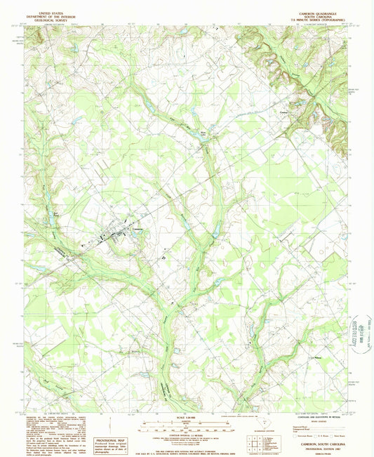 Classic USGS Cameron South Carolina 7.5'x7.5' Topo Map Image