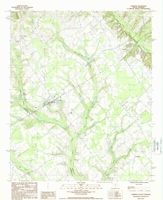 Classic USGS Cameron South Carolina 7.5'x7.5' Topo Map Image