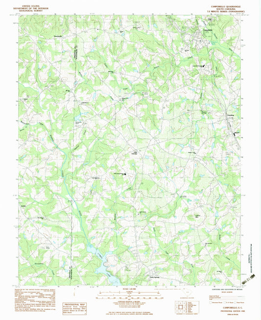 Classic USGS Campobello South Carolina 7.5'x7.5' Topo Map Image