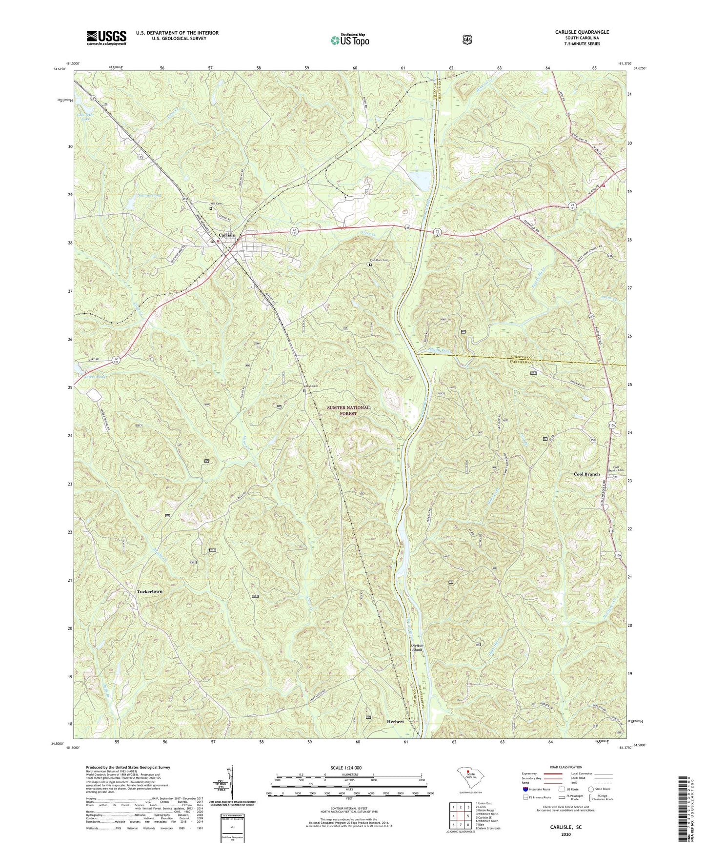 Carlisle South Carolina US Topo Map Image