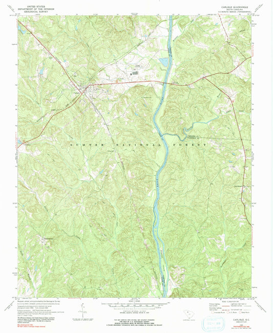 Classic USGS Carlisle South Carolina 7.5'x7.5' Topo Map Image