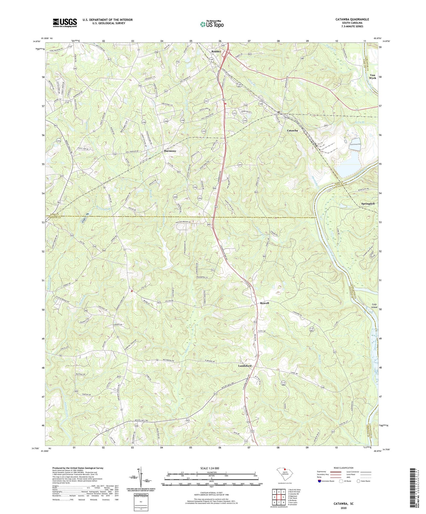 Catawba South Carolina US Topo Map Image