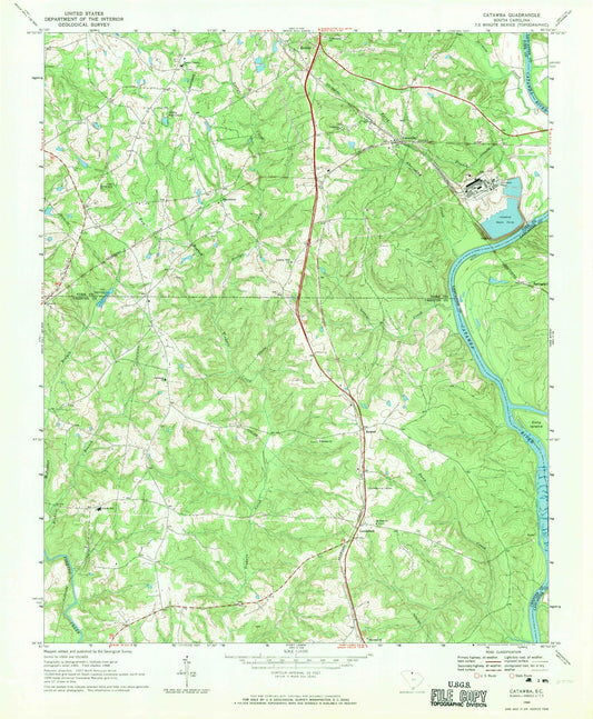 Classic USGS Catawba South Carolina 7.5'x7.5' Topo Map Image