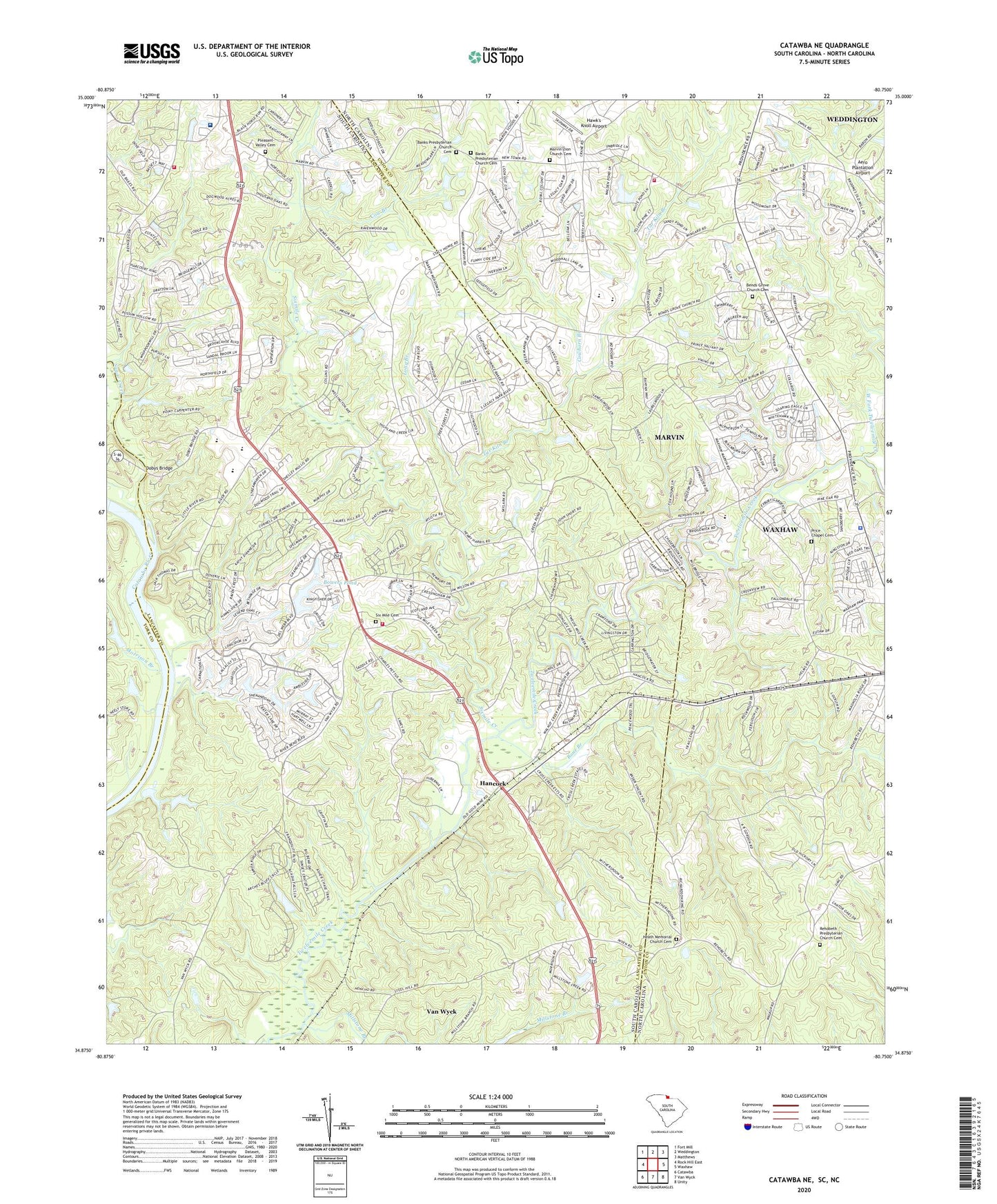 Catawba NE South Carolina US Topo Map Image