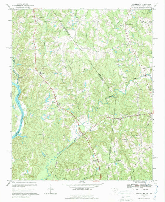 Classic USGS Catawba NE South Carolina 7.5'x7.5' Topo Map Image