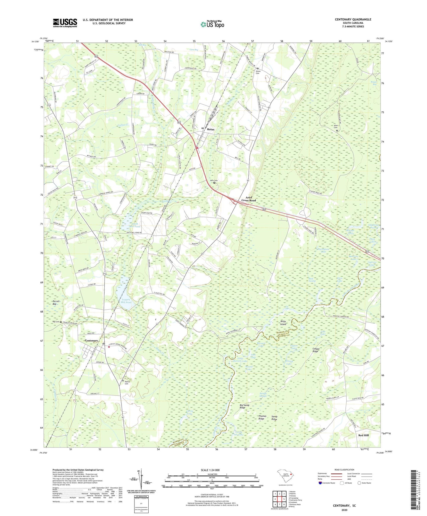 Centenary South Carolina US Topo Map Image