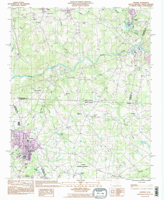Classic USGS Chesnee South Carolina 7.5'x7.5' Topo Map Image