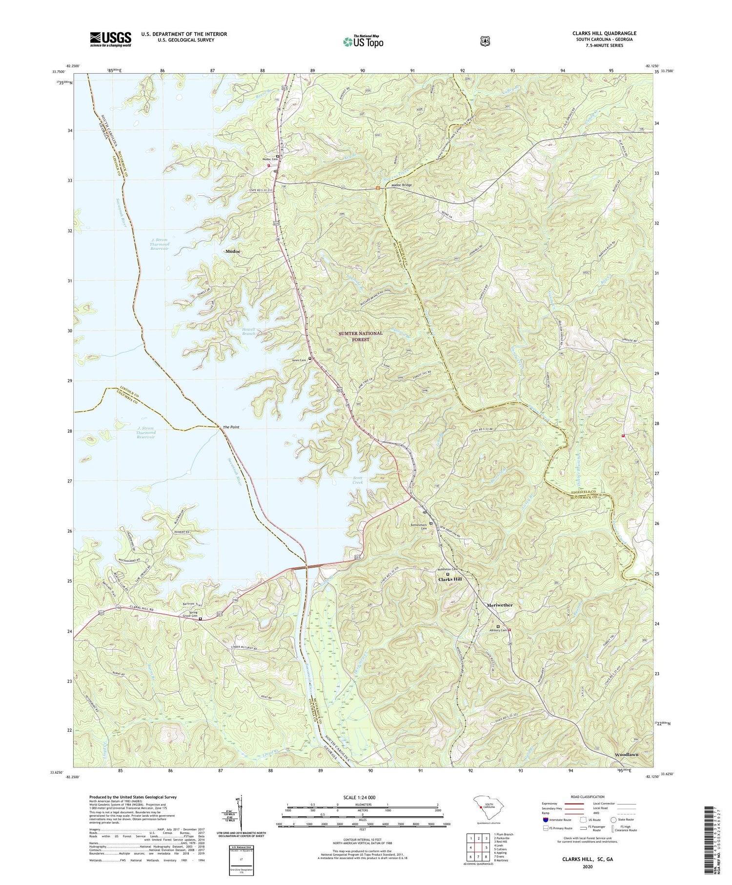 Clarks Hill South Carolina US Topo Map Image