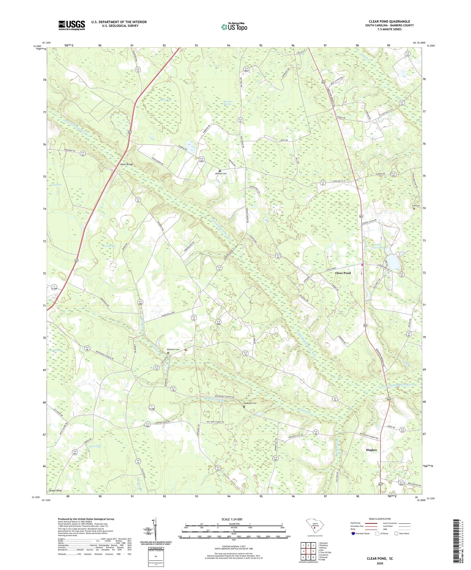 Clear Pond South Carolina US Topo Map Image