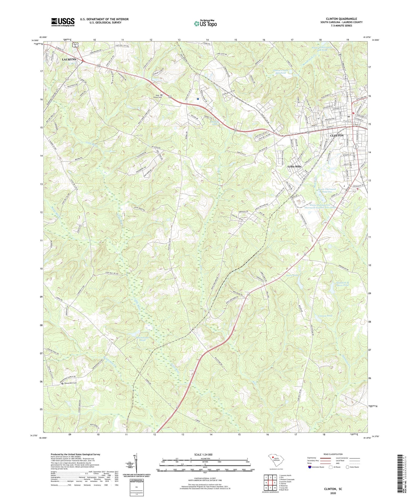Clinton South Carolina US Topo Map Image