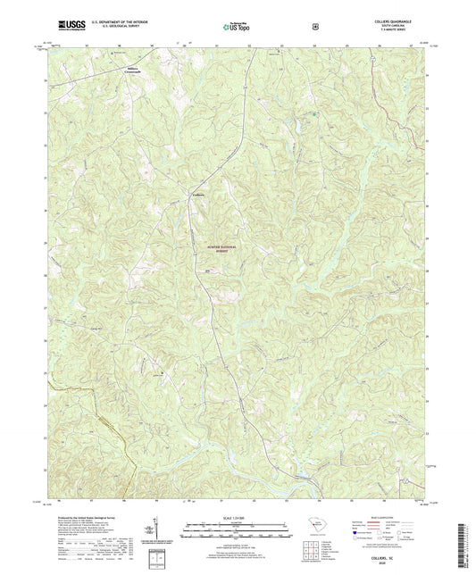 Colliers South Carolina US Topo Map Image