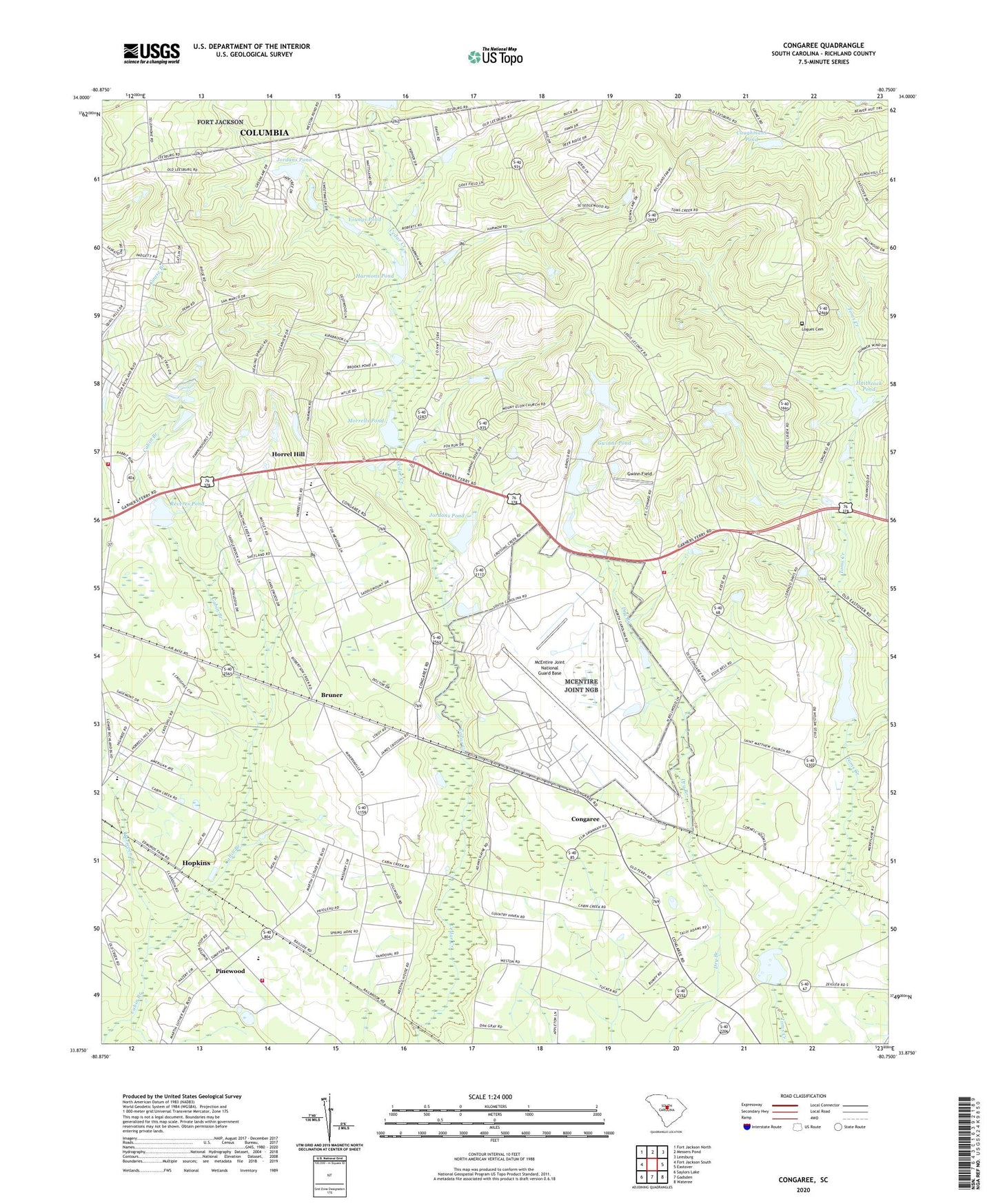 Congaree South Carolina US Topo Map Image