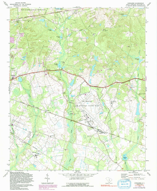 Classic USGS Congaree South Carolina 7.5'x7.5' Topo Map Image