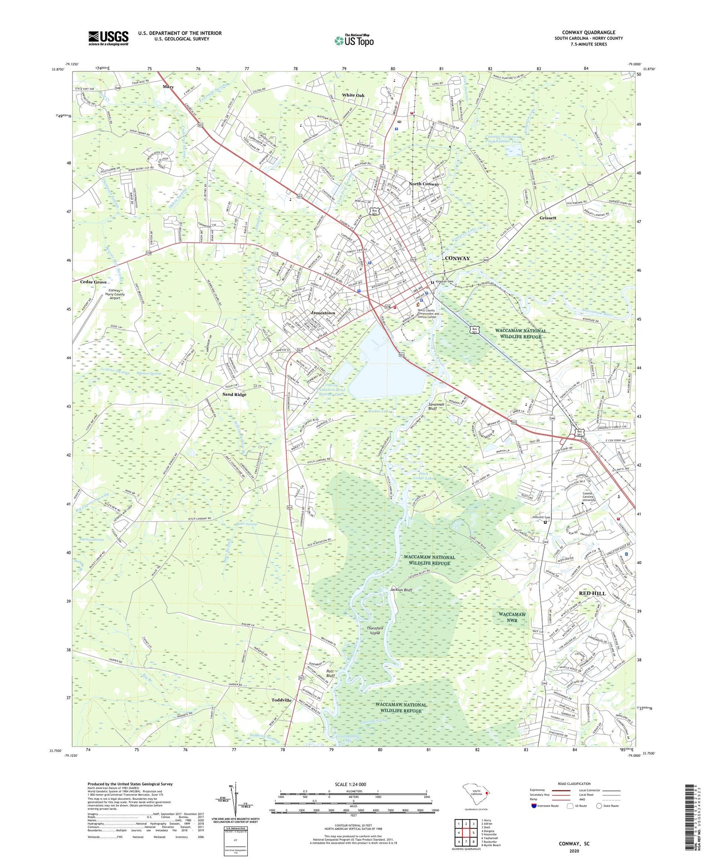 Conway South Carolina US Topo Map Image