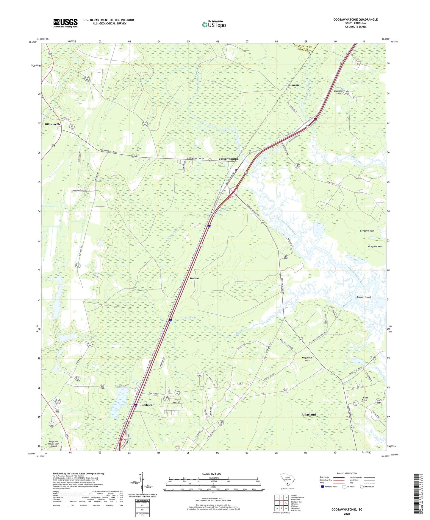 Coosawhatchie South Carolina US Topo Map Image