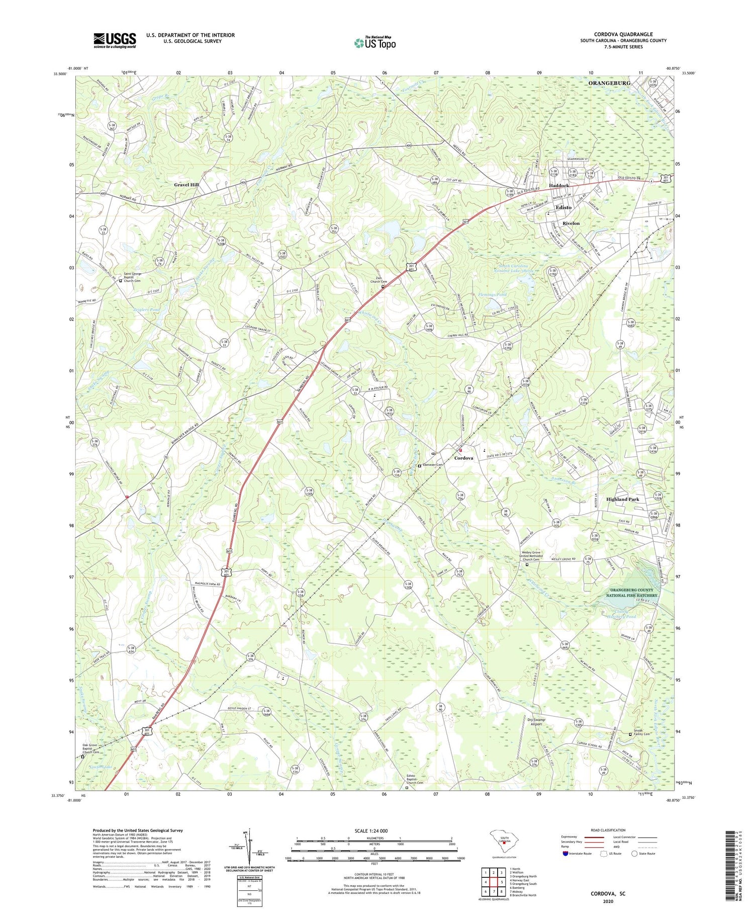 Cordova South Carolina US Topo Map Image