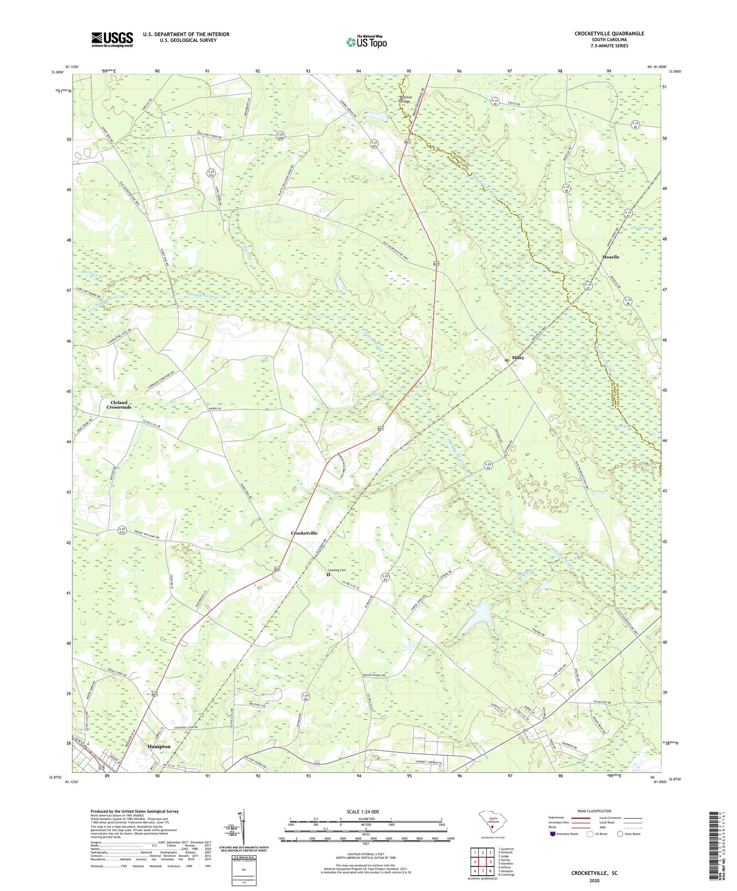 Crocketville South Carolina US Topo Map Image