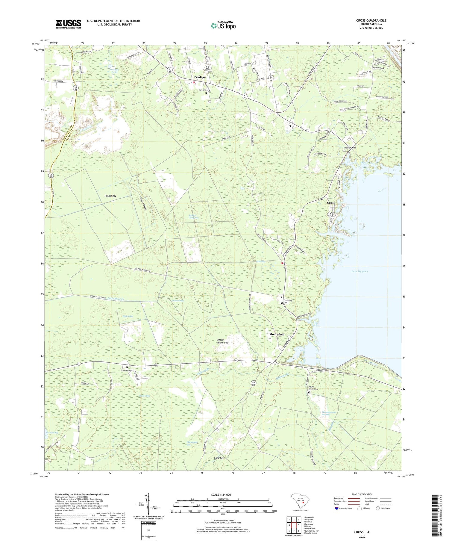 Cross South Carolina US Topo Map Image