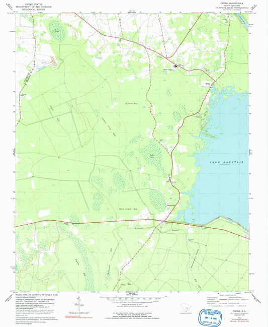 Classic USGS Cross South Carolina 7.5'x7.5' Topo Map Image