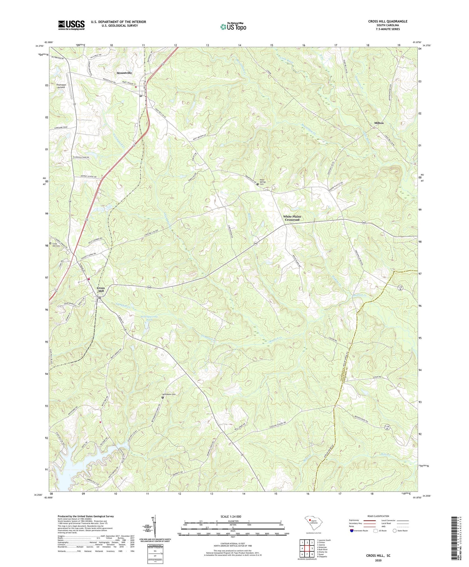 Cross Hill South Carolina US Topo Map Image