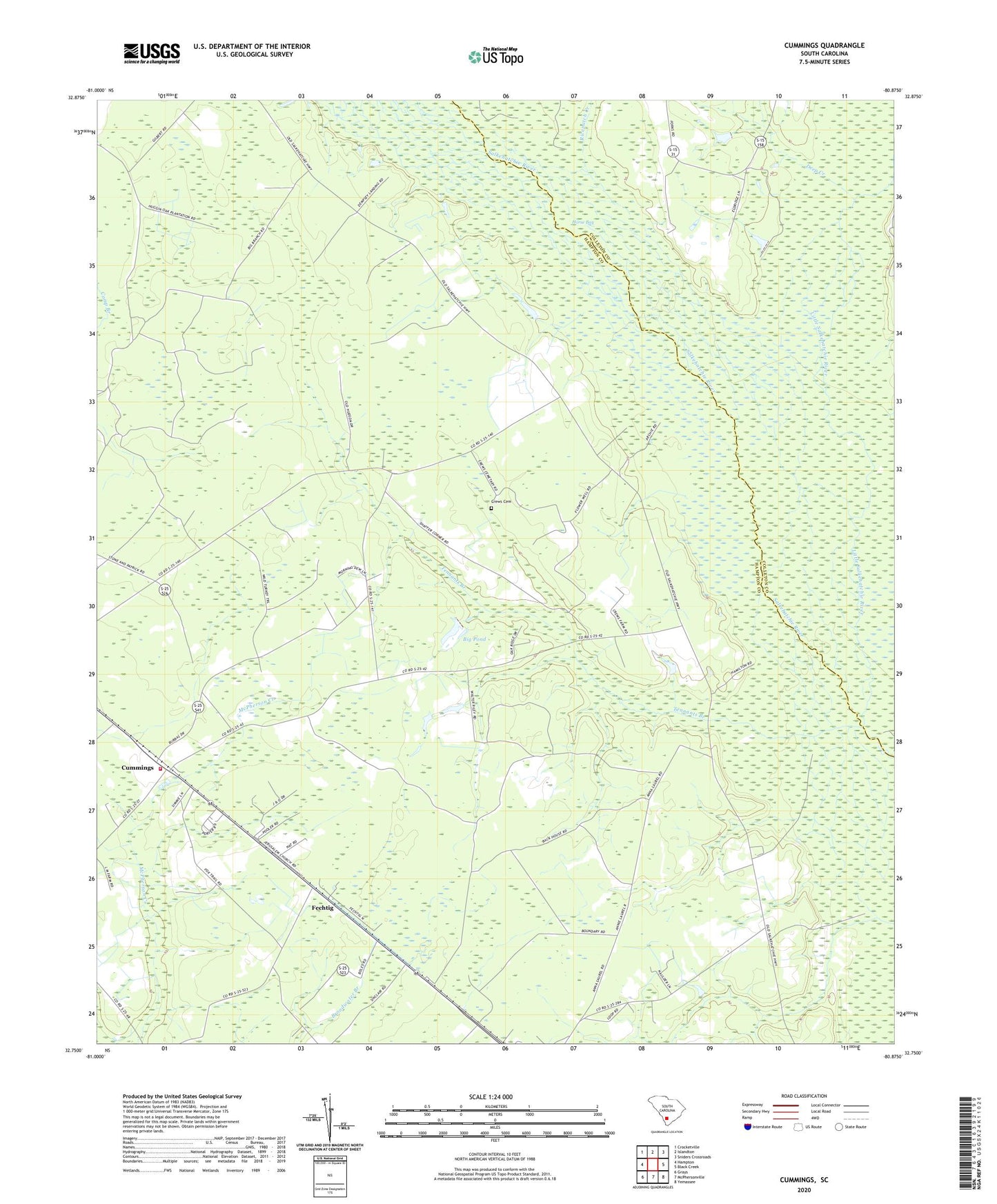 Cummings South Carolina US Topo Map Image