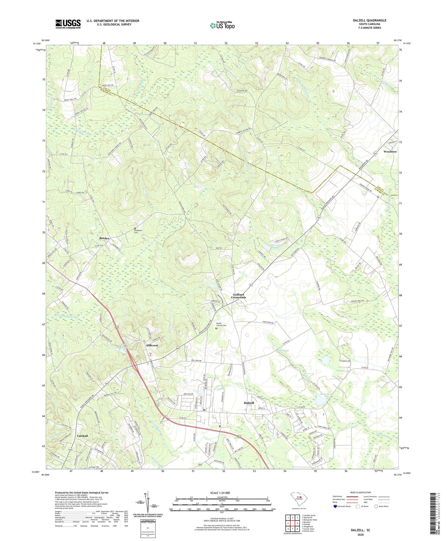 Dalzell South Carolina US Topo Map Image