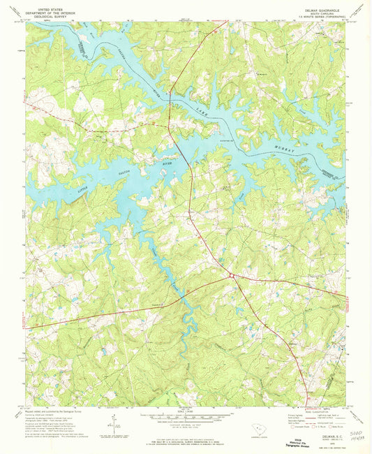Classic USGS Delmar South Carolina 7.5'x7.5' Topo Map Image