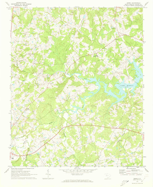 Classic USGS Denny South Carolina 7.5'x7.5' Topo Map Image