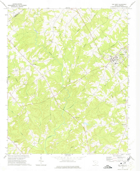 Classic USGS Due West South Carolina 7.5'x7.5' Topo Map Image