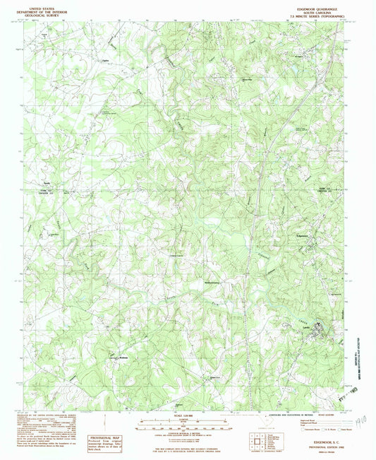 Classic USGS Edgemoor South Carolina 7.5'x7.5' Topo Map Image